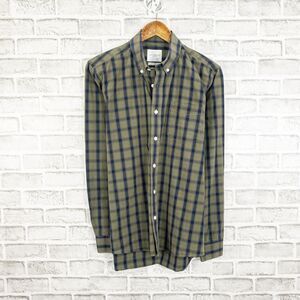 SATURDAYS Surf NYC Men's Button Down Shirt Green Blue Check Size Medium